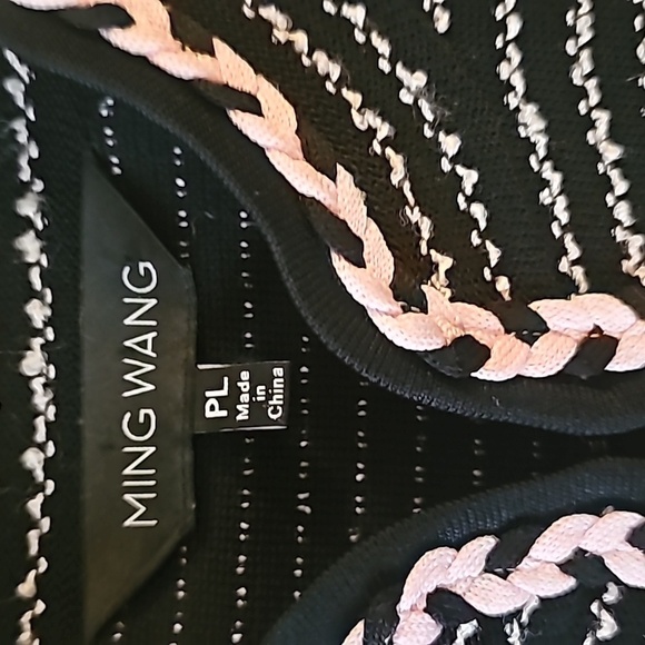 Ming Wang sz large petite pink black knit sweater jacket - Picture 4 of 7